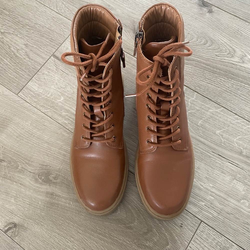 Brown Leather Lace Up Boots (Roolee)